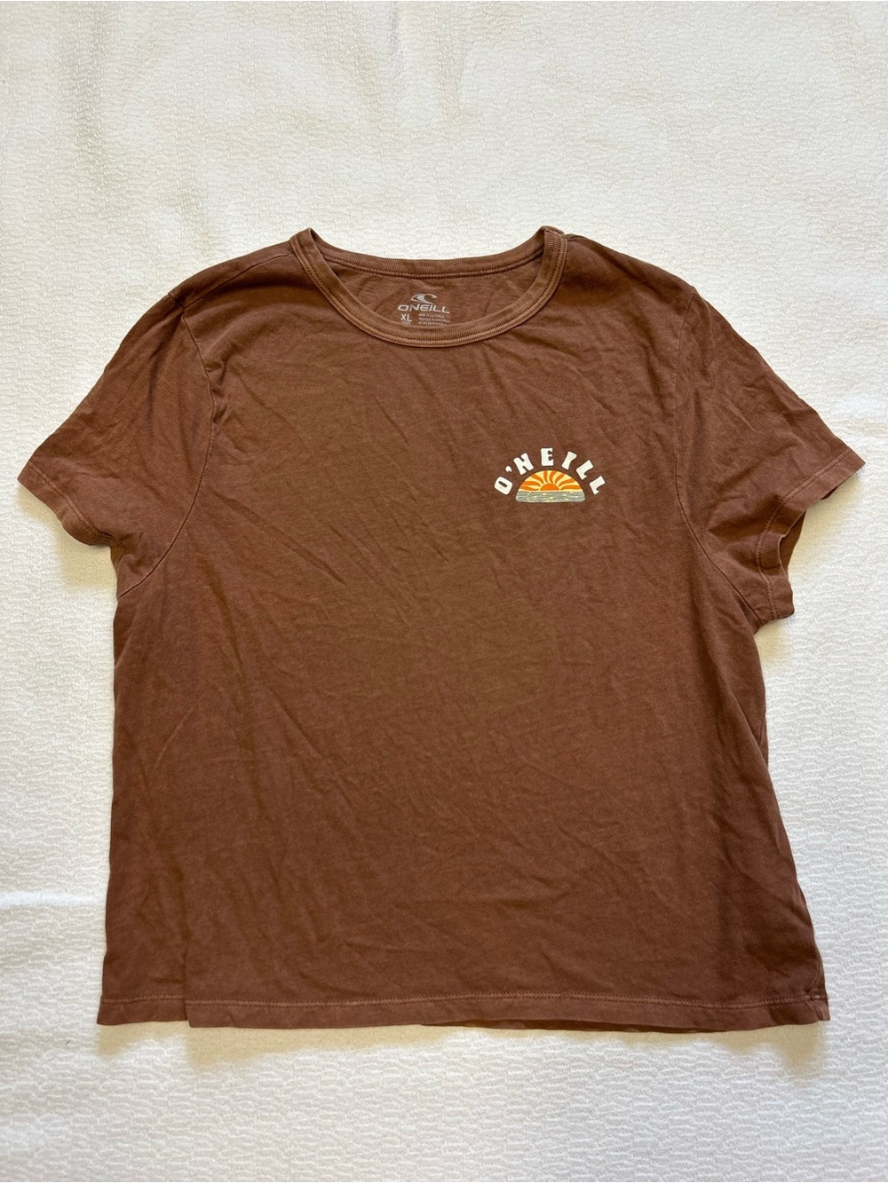 O’Neill Women’s XL Brown Original Visionary Sunset Surf Graphic Baby T-Shirt
